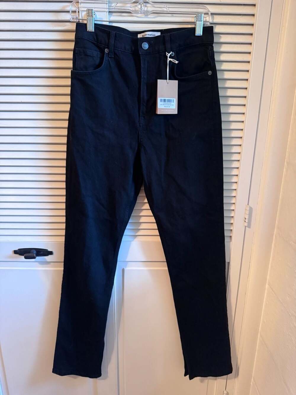 Reformation Liza Slit Hem Ultra High Rise Straight Long Jeans